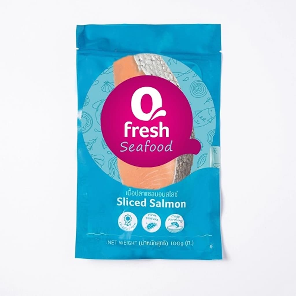 QFRESH ปลาแซลมอนหั่นคิริมิ 100ก.