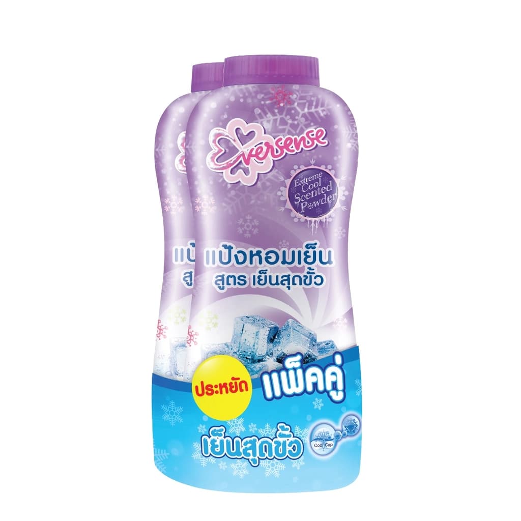 เอเวอร์เซ้นส์ แป้งหอมเย็นสูตรเย็นสุดขั้ว สีม่วง 280ก. แพ็ค 2