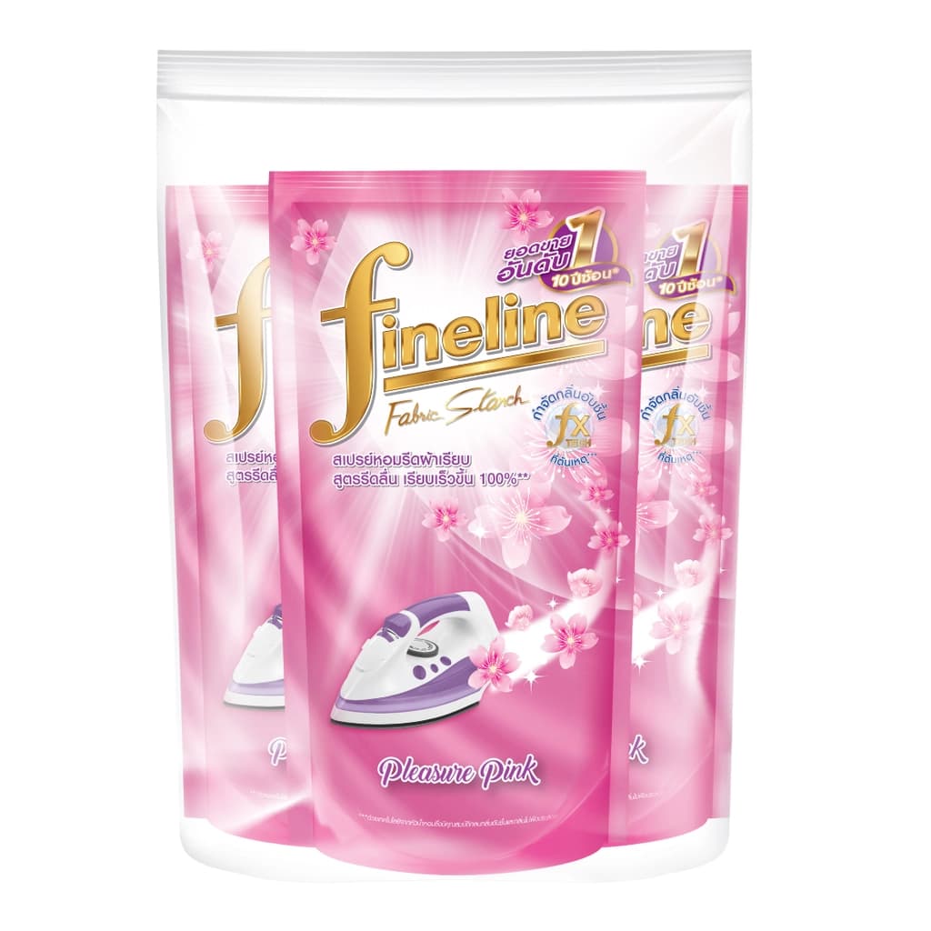 ไฟน์ไลน์ ผลิตภัณฑ์รีดผ้าเรียบสีชมพูถุงเติม 500มล. แพ็ค 3