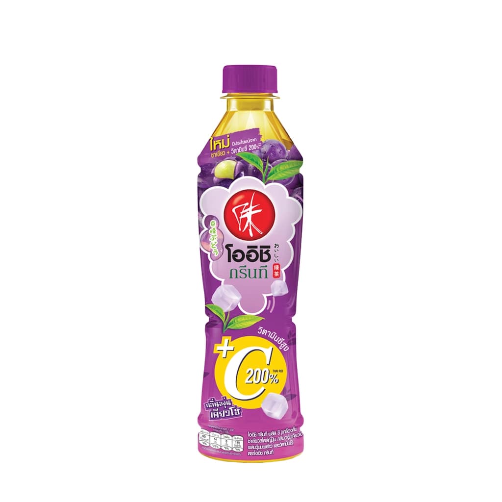 โออิชิ ชาเขียวกลิ่นองุ่นเคียวโฮผสมวุ้นมะพร้าว 380มล.