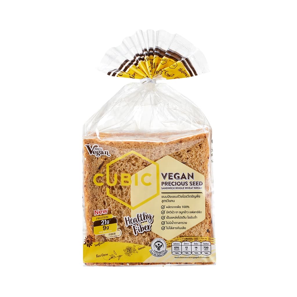 Cubic ขนมปังแซนด์วิชโฮลวีตสูตรวีแกน 195ก.