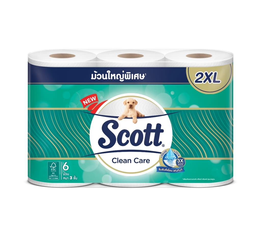 สก๊อตต์ คลีนแคร์ กระดาษชำระหนา3ชั้น ม้วนใหญ่พิเศษ2XL 6ม้วน
