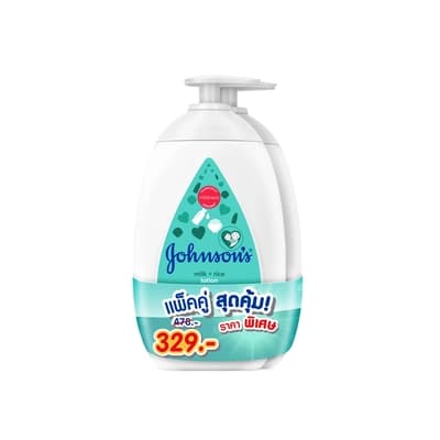 จอห์นสัน เบบีโลชั่นบำรุงผิวกายมิลก์แอนด์ไรซ์ 500มล. แพ็ค2