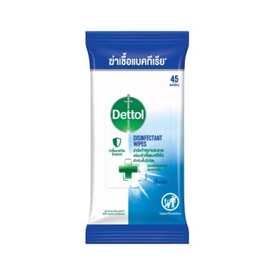 เดทตอล ผ้าเช็ดทำความสะอาดสำหรับพื้นผิววัสดุ 45 แผ่น