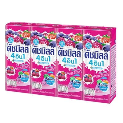 ดัชมิลล์ นมเปรี้ยวยูเอชทีรสเบอร์รี่รวม4ชนิด 180มล. แพ็ค 4